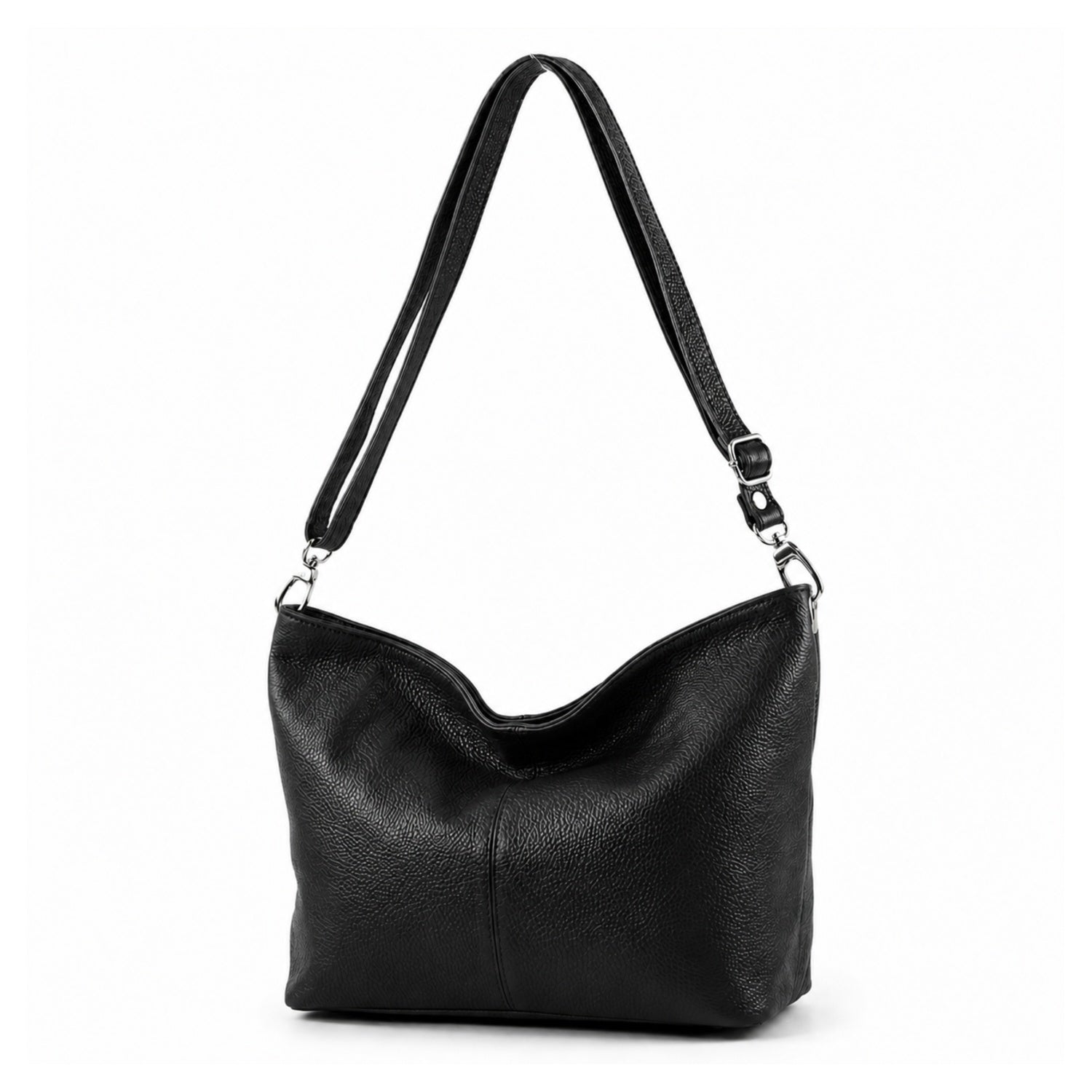Italian Leather Shoulder Bag - Black