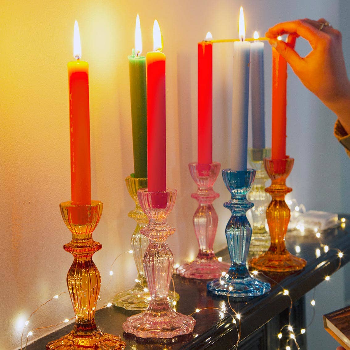 Talking Tables - Pink Glass Candlestick Holder | Summer | Home Décor |