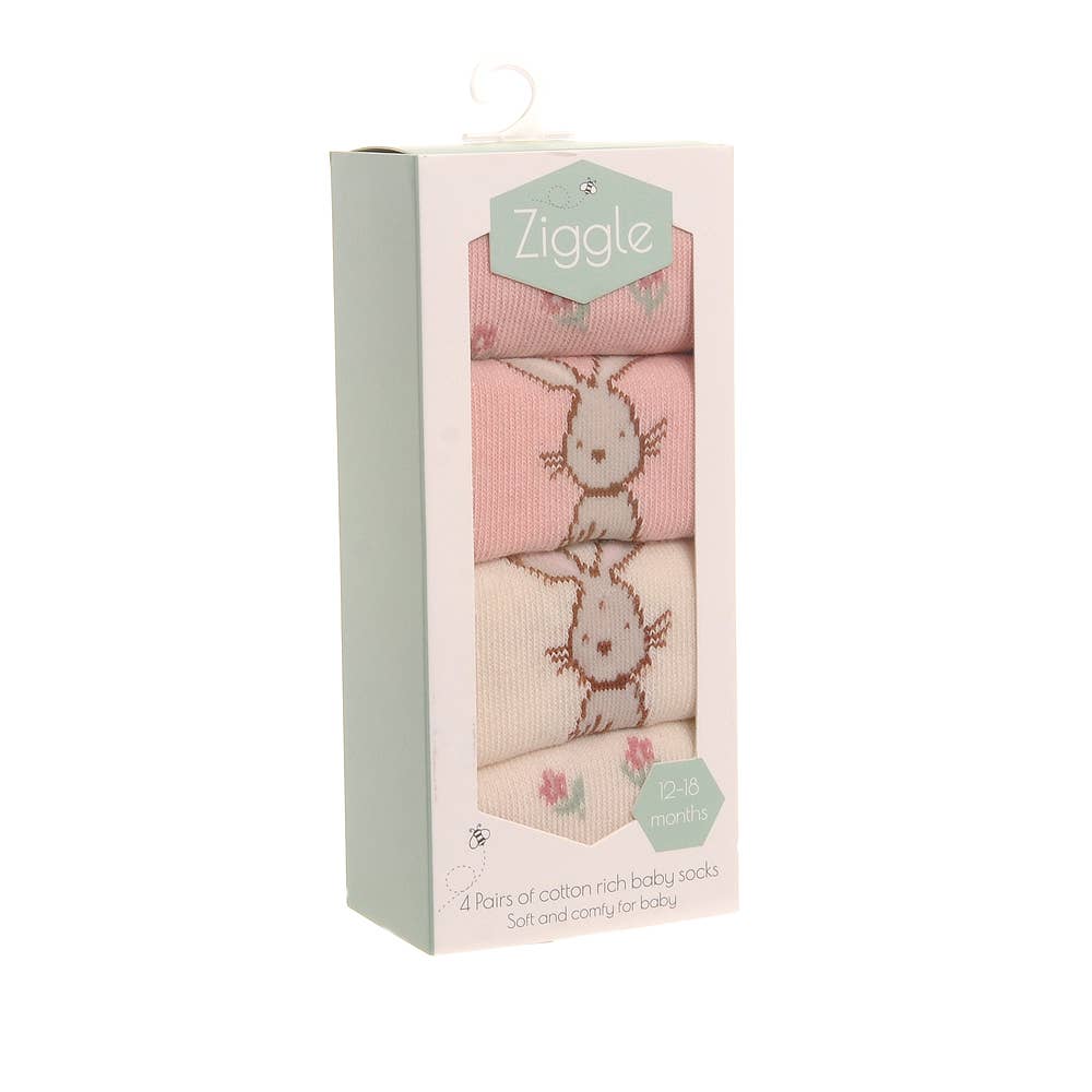 Ziggle Baby - Bunnies Boxed Sock Set: 0-6 months