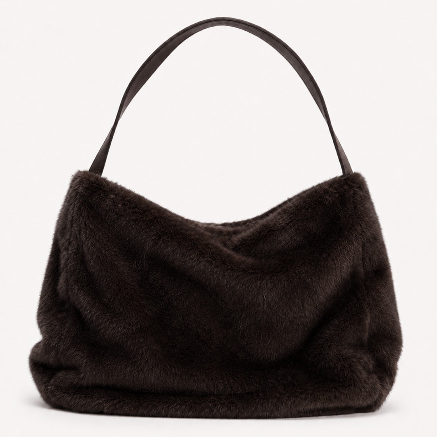 Loxley Lane Chocolate Faux Fur Slouch Bag
