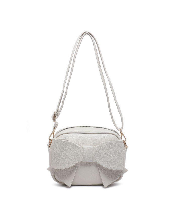 Beau White Crossbody Bow Bag