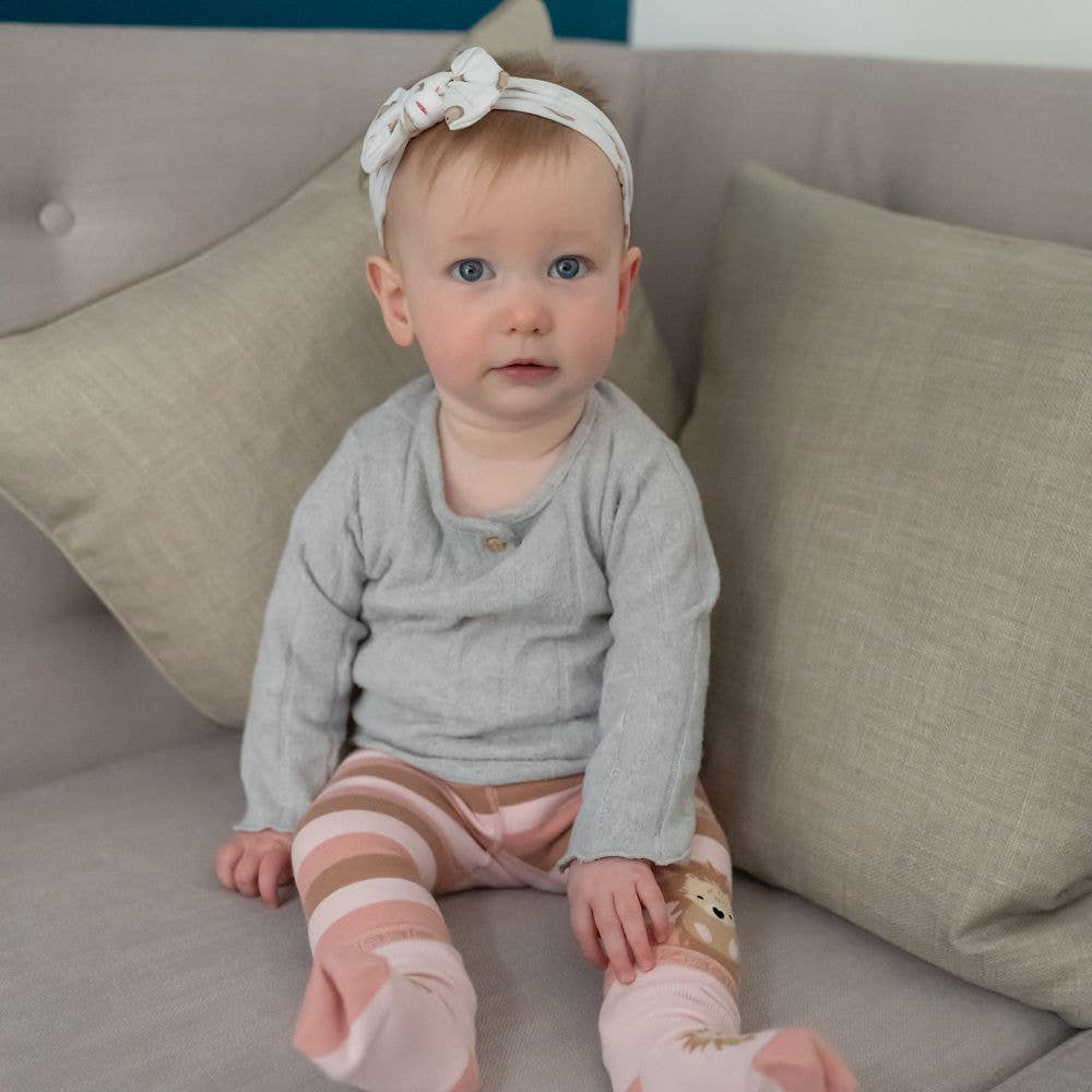 Ziggle Baby - Hedgehog Top Bow Turban Headband: White