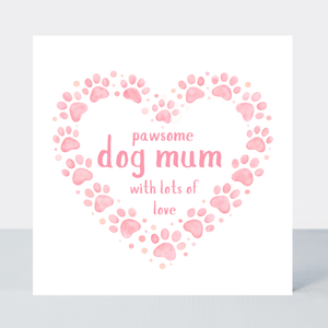 Petimo - Sweet Hearts Pawsome Dog Mum Pink Paw Print Heart Card - More Than Just a Gift | Narborough Hall