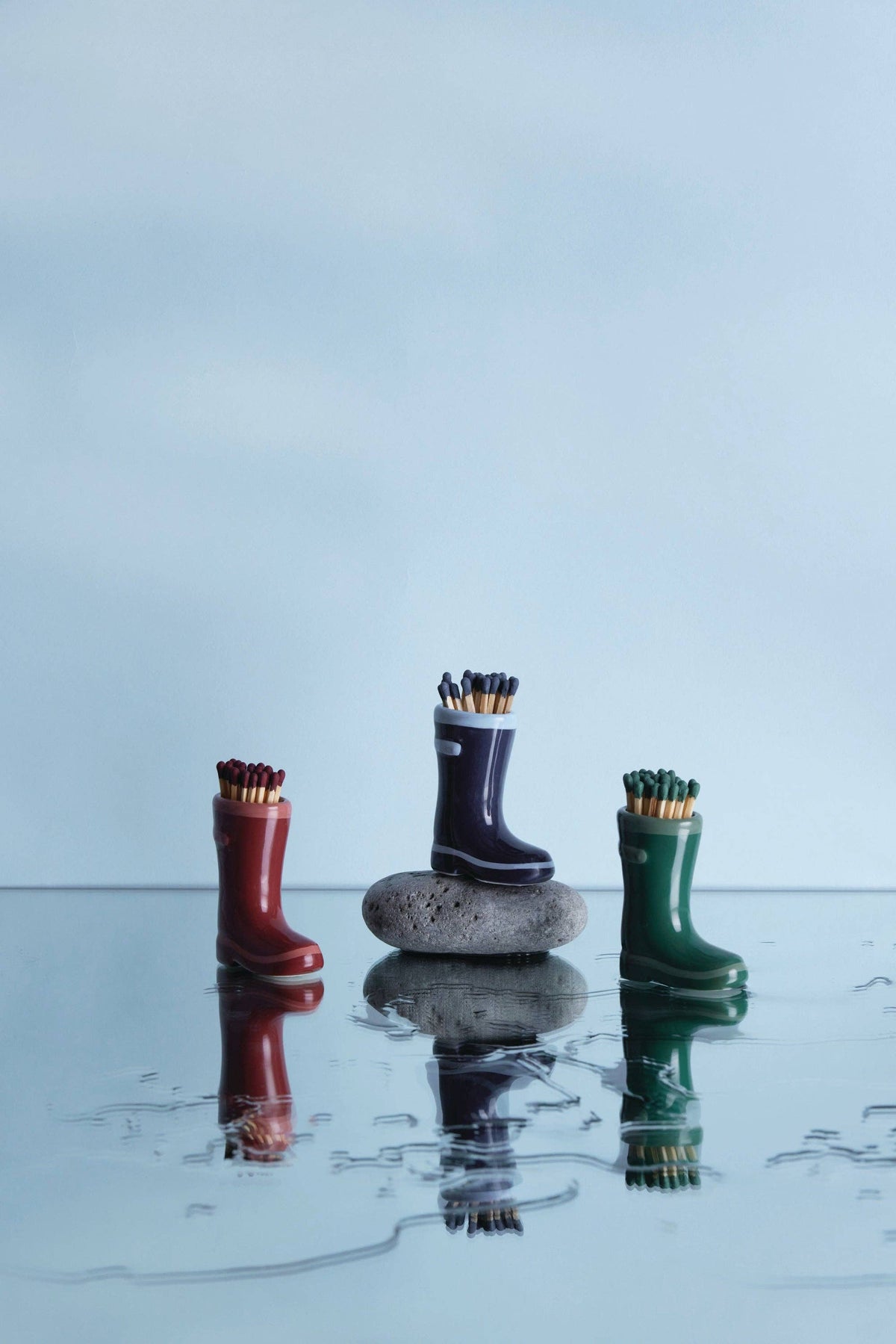 Designworks Collective - Wellington Boot Matches Holder with 25 Matches Dark & Light Green