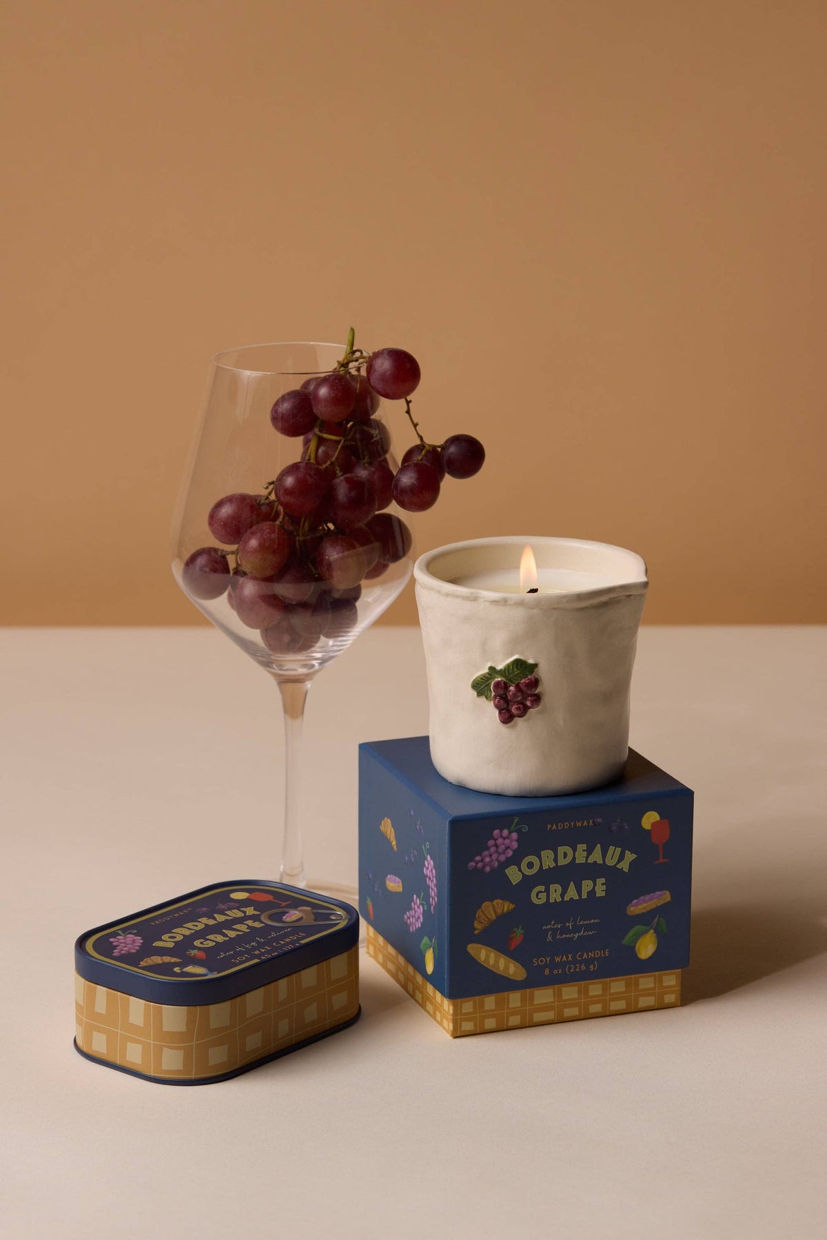 Designworks Collective - Paddywax Bistro 4.5oz/127g Grapes Printed Tin Candle - Bordeaux Grape