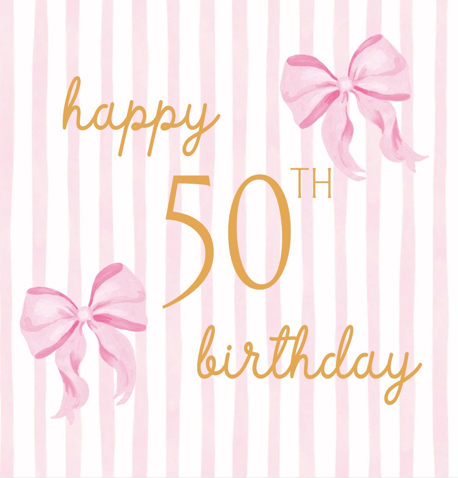 Petimo - Beauregarde Bow 50th Birthday Pink Stripe Card