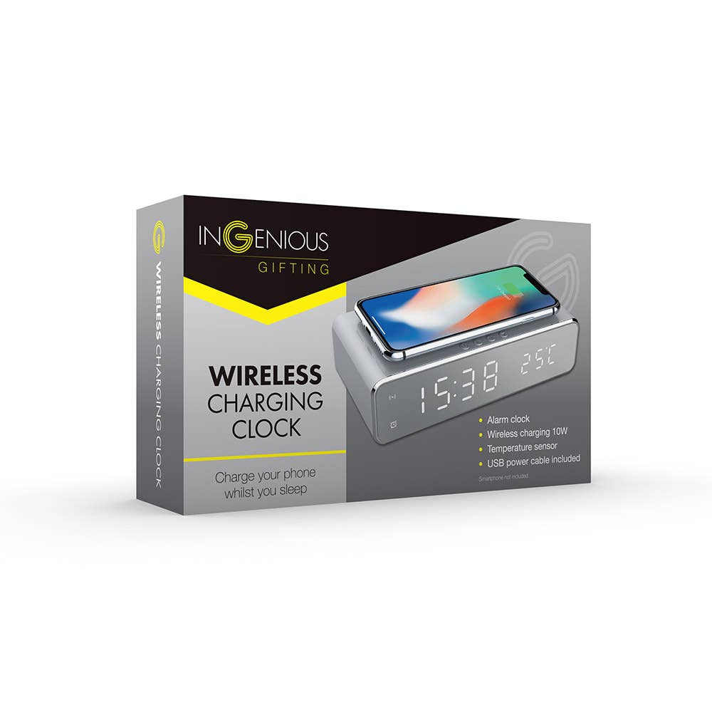 Wireless Charging Alarm Clock Silver