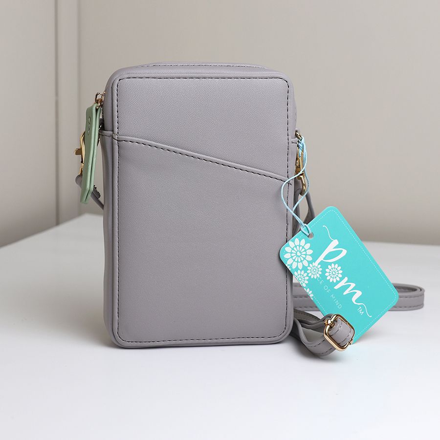 POM Dove Grey Vegan Leather Phone Bag