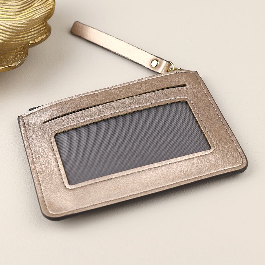 POM Bronze Metallic Mix Faux Leather Card Holder