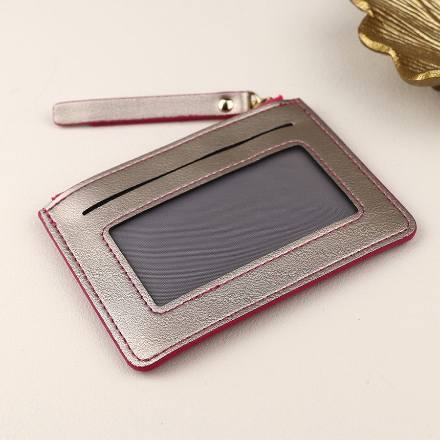 POM Pink Metallic Mix Faux Leather Card Holder