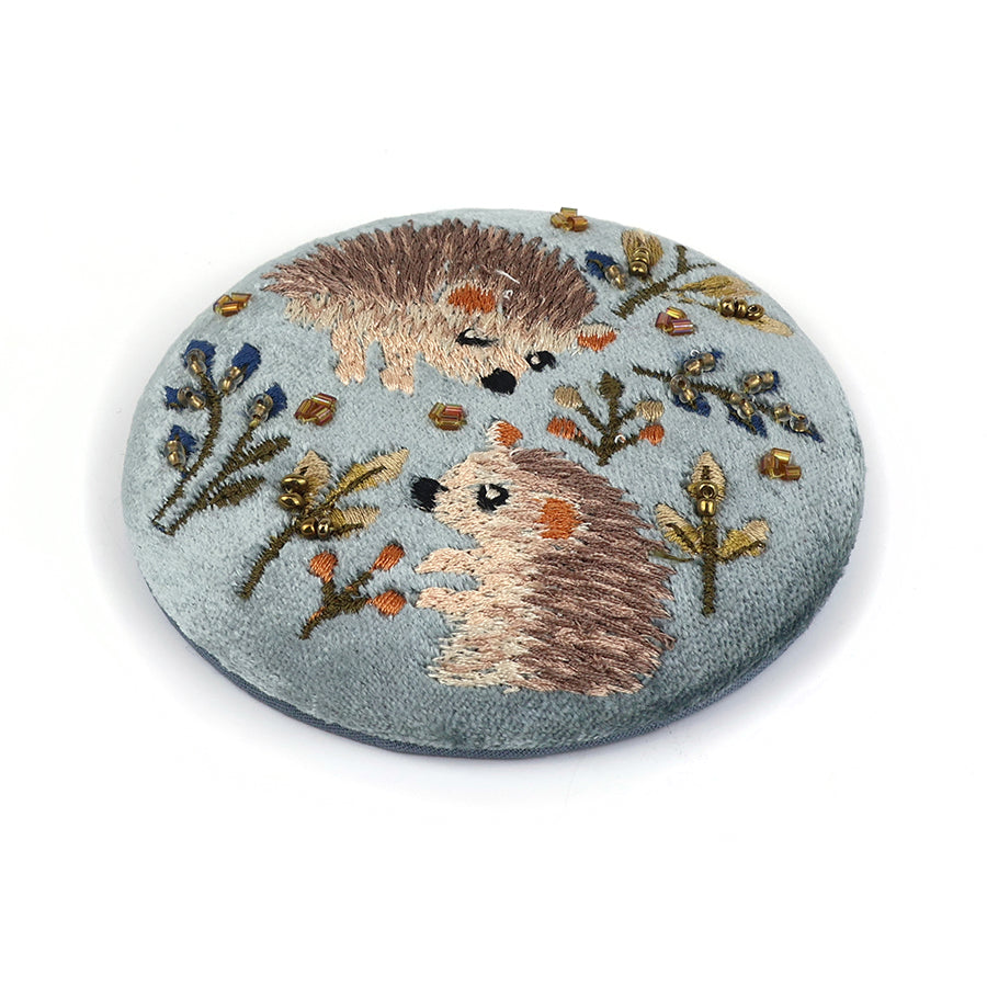 Hedgehog Compact Mirror – Blue-Grey