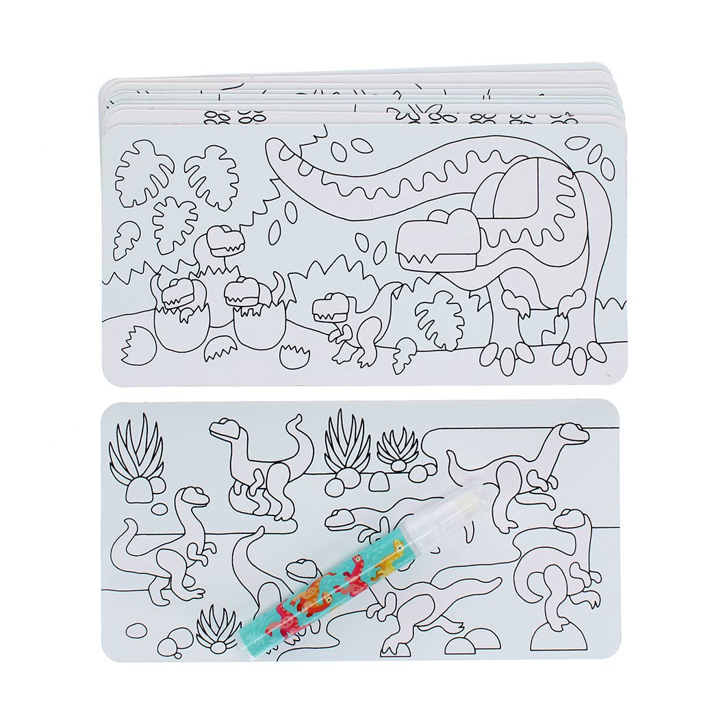 Magic water colouring cards - Baby Dinos