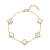 Sterling Silver Gold Plated Mother Of Pearl Clover Bracelet