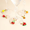 Set of 6 Beaded Fruit Wine Glass Charms