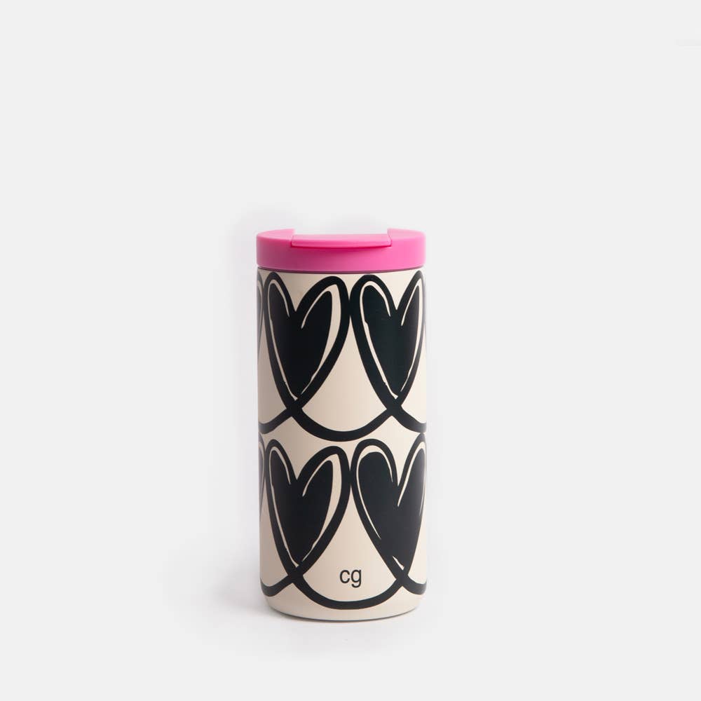 Caroline Gardner - Mono Linked Hearts Insulated Coffee Cup