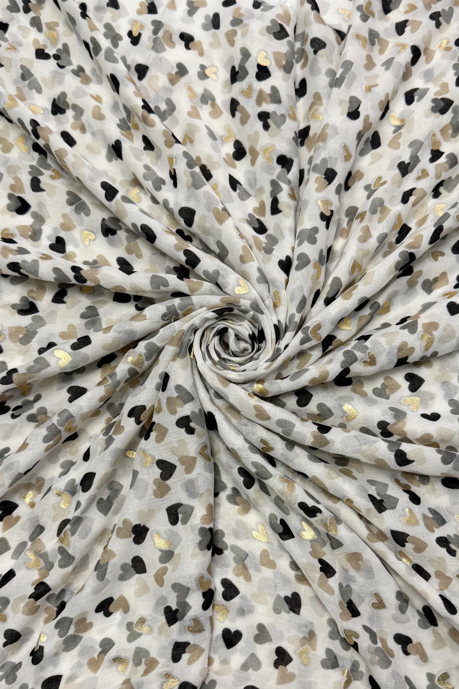 Scattered Heart Frayed & Foiled Scarf - Grey - More Than Just a Gift | Narborough Hall