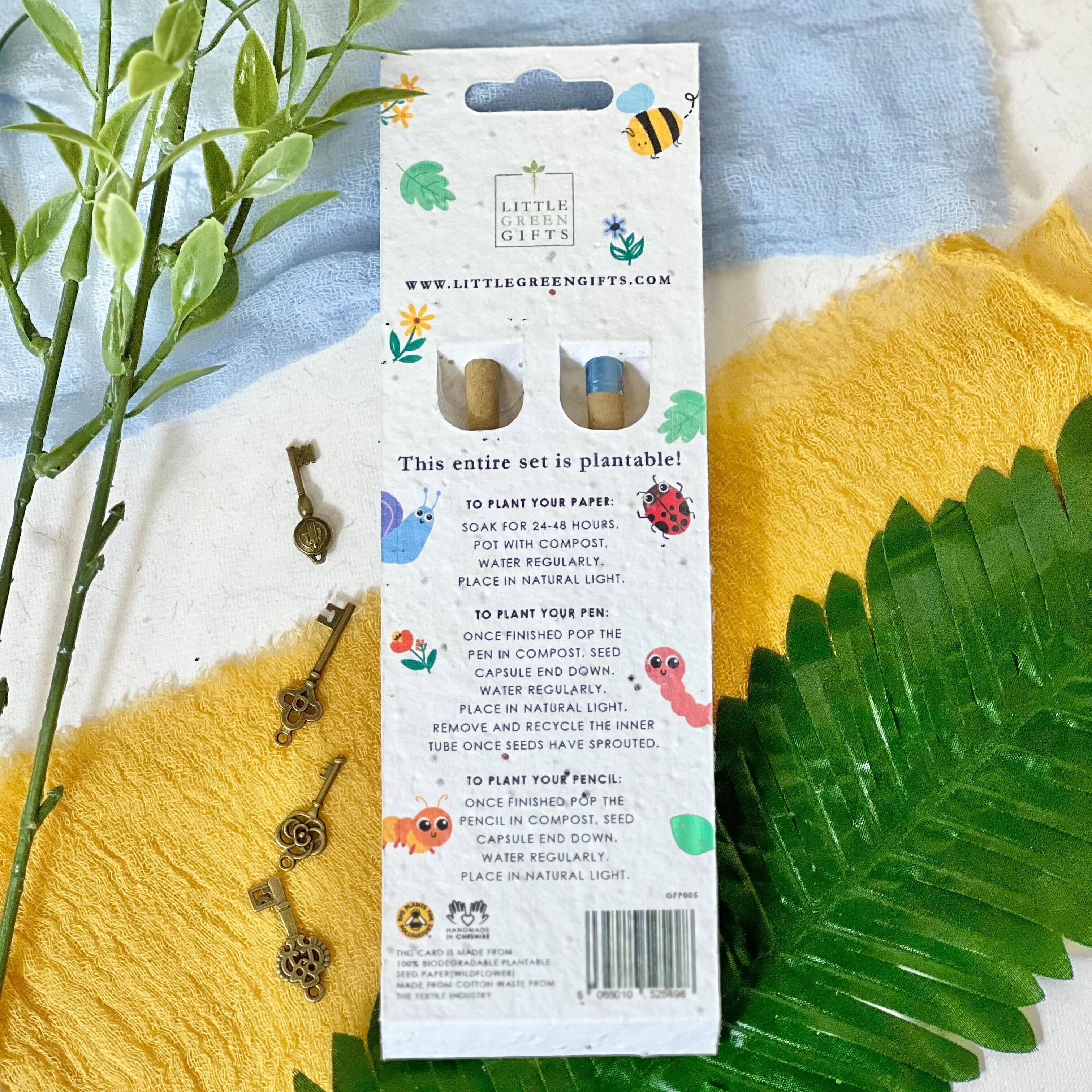 Little Green Gifts - Pen & Pencil Set - Choice Of Designs (TU-6): 003 - Blushing Blooms - More Than Just a Gift | Narborough Hall