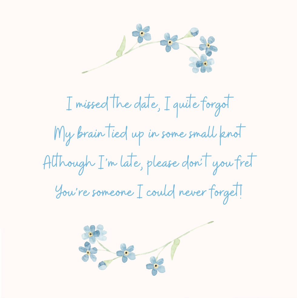 Petimo - In Clover Belated Birthday Forgot Blue Flower Card