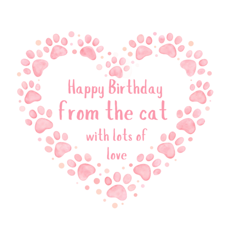 Petimo - Sweet Hearts Happy Birthday from the Cat Pink Heart Card