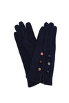 Velvet gloves with multicolour buttons - navy