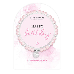 Life Charms Pink and Silver Happy Birthday Affirmations Bracelet - More Than Just a Gift | Narborough Hall