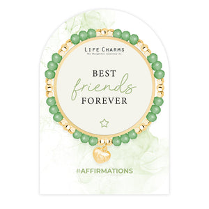 Life Charms Green and Gold Best Friends Forever Affirmations Bracelet - More Than Just a Gift | Narborough Hall