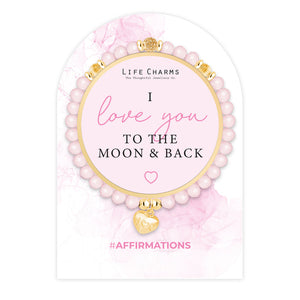 Life Charms Pink and Gold I Love You To The Moon and Back Affirmations Bracelet - More Than Just a Gift | Narborough Hall
