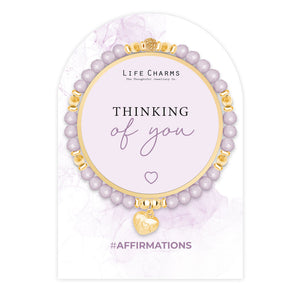 Life Charms Lilac and Gold Thinking of You Affirmations Bracelet - More Than Just a Gift | Narborough Hall