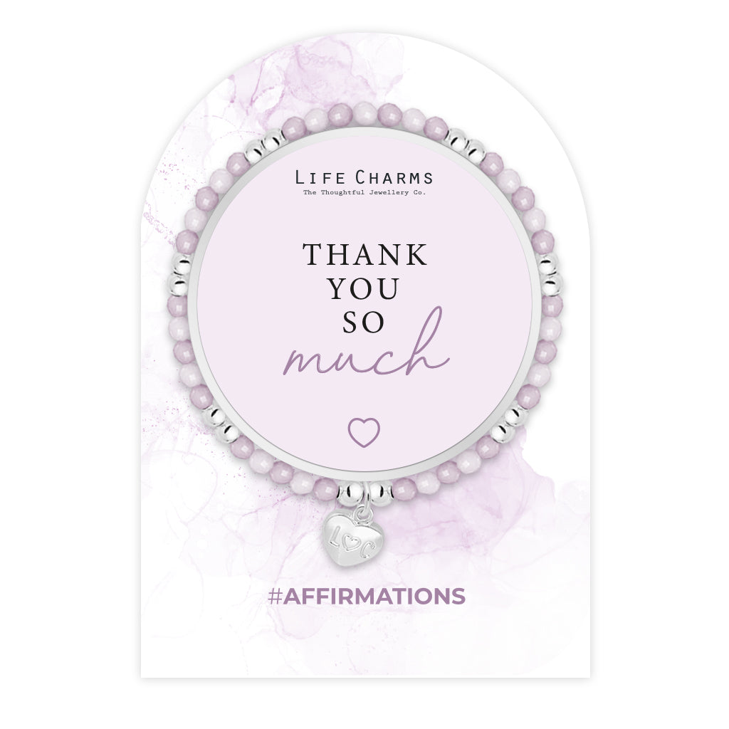 Life Charms Lilac and Silver Thank You Affirmations Bracelet - More Than Just a Gift | Narborough Hall