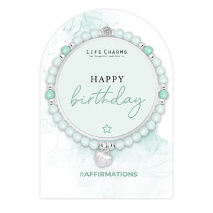 Life Charms Green amd Silver Happy Birthday Affirmations Bracelet - More Than Just a Gift | Narborough Hall