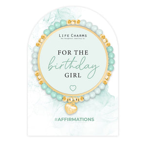 Life Charms Green and Gold Birthday Girl Affirmations Bracelet - More Than Just a Gift | Narborough Hall
