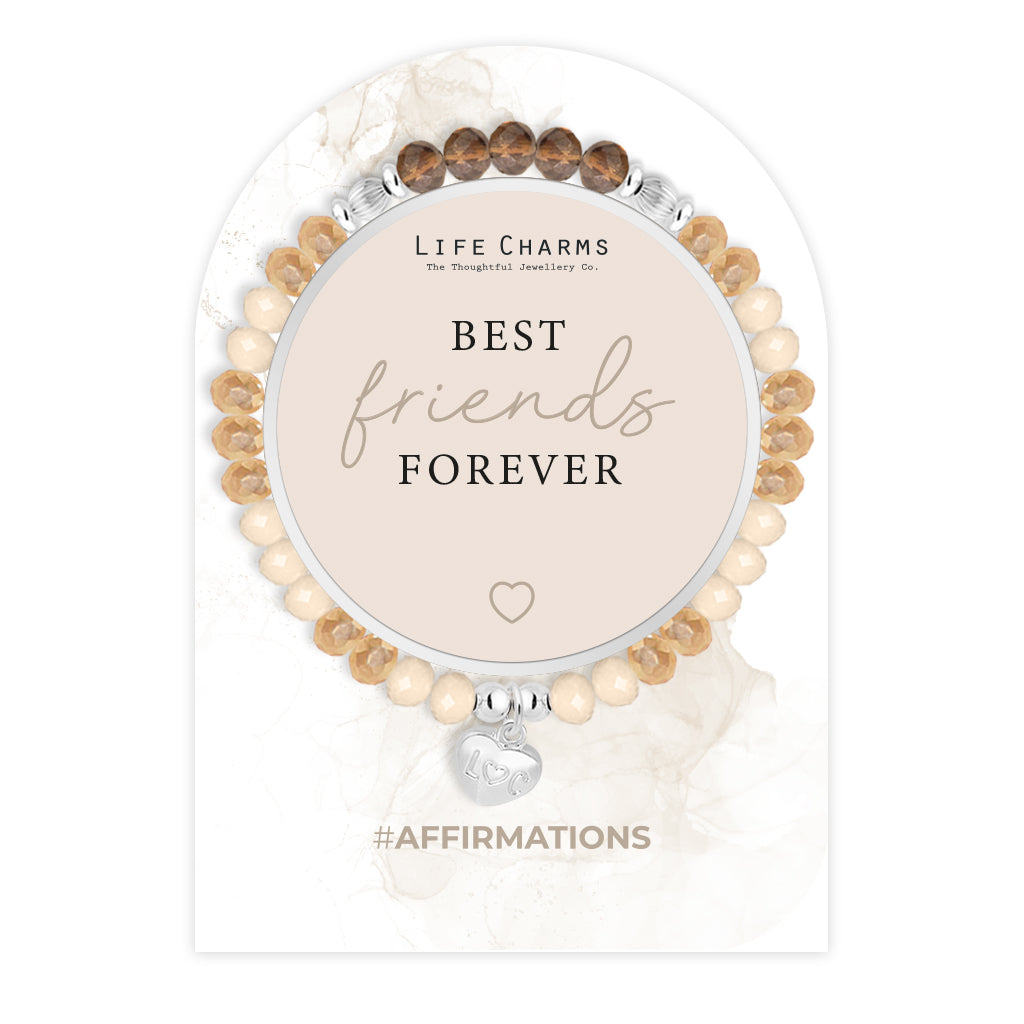 Life Charms Chocolate, Gold and White Best Friends Forever Affirmations Bracelet - More Than Just a Gift | Narborough Hall