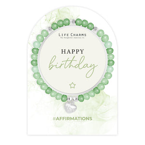 Life Charms Green and Crystal Happy Birthday Affirmations Bracelet - More Than Just a Gift | Narborough Hall