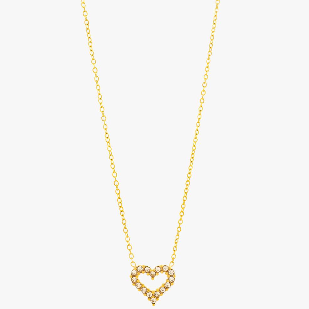 Mira Mira Sparkle Heart Outline Gold Plated Stainless Steel Necklace