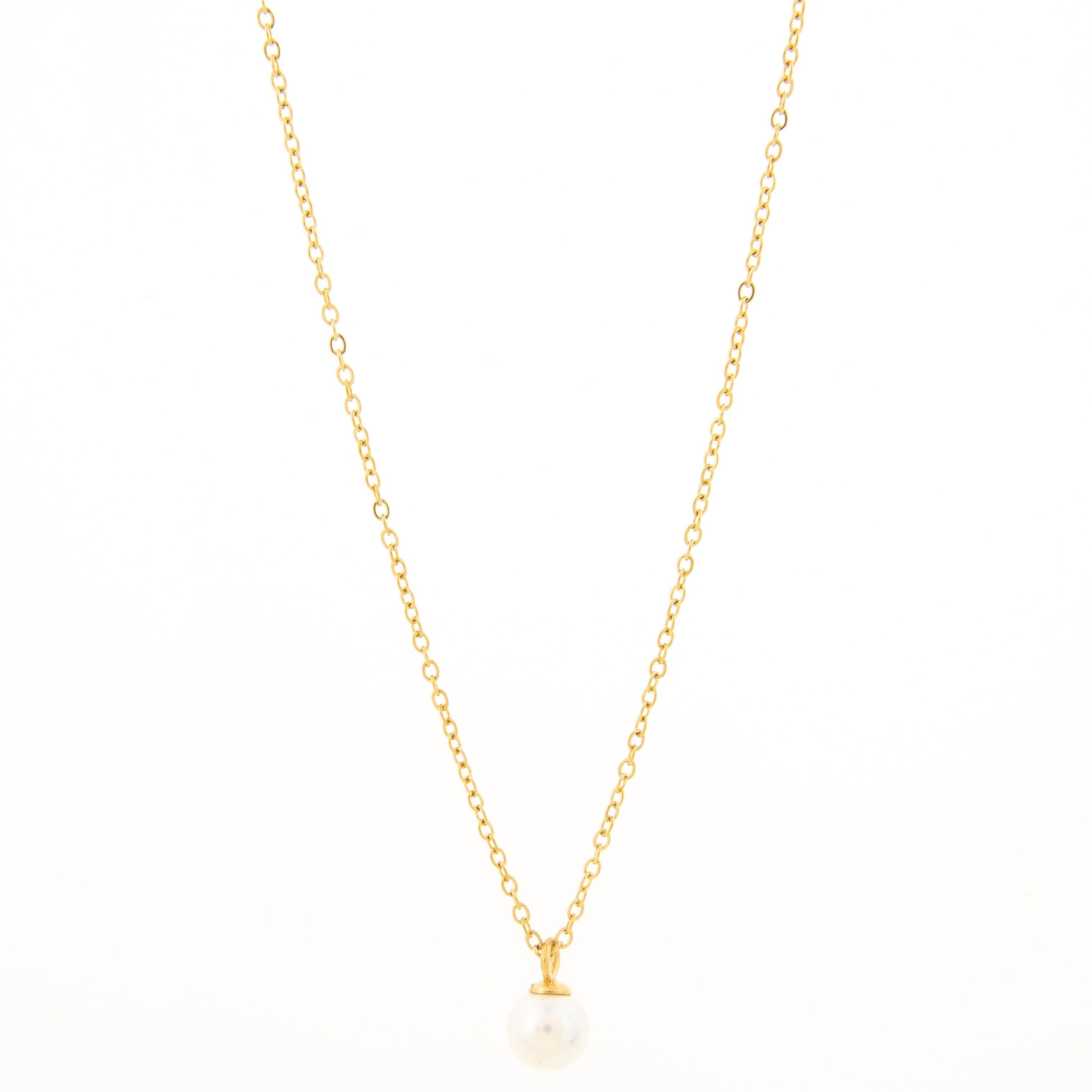 Mira Mira Singe Pearl Gold Plated Stainless Steel Necklace