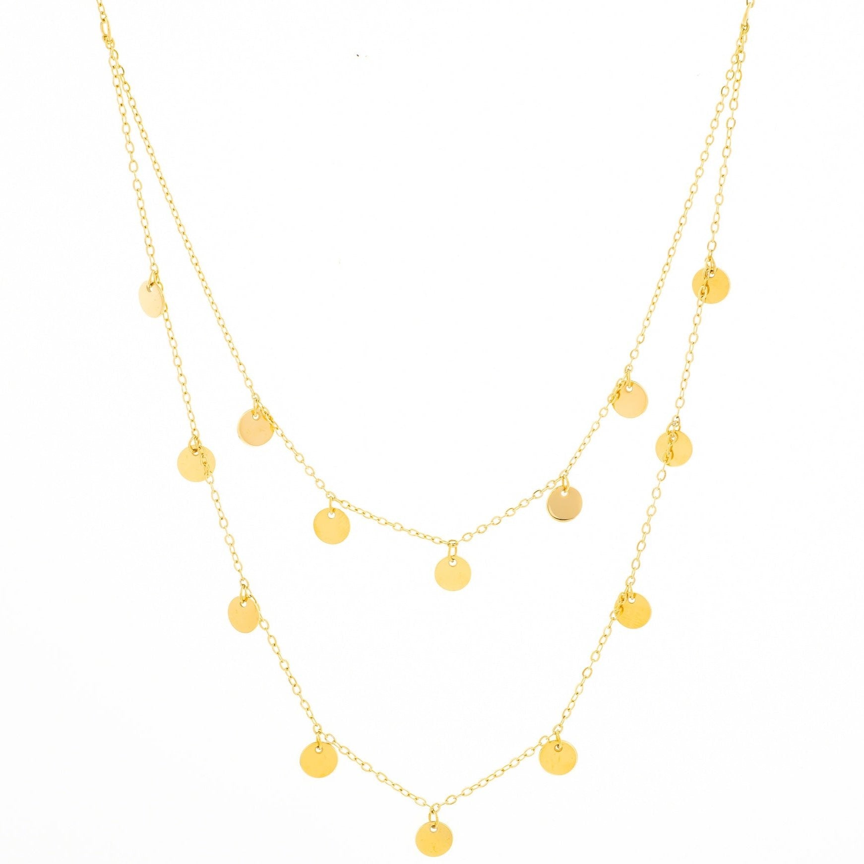 Mira Mira Double Layer Disc Gold Plated Stainless Steel Necklace