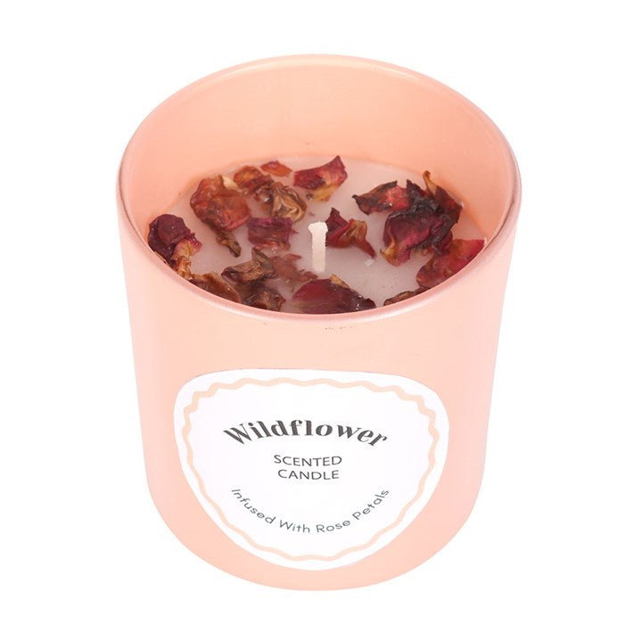 Wildflower Scented Candle With Rose Petals
