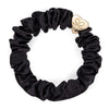 Black Gold Heart Silk Scrunchie