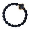 Black Enamel Gold Quatrefoil Bangle Band