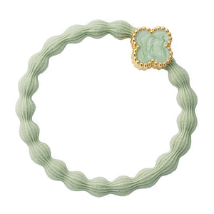 Pistachio Enamel Gold Quatrefoil Bangle Band