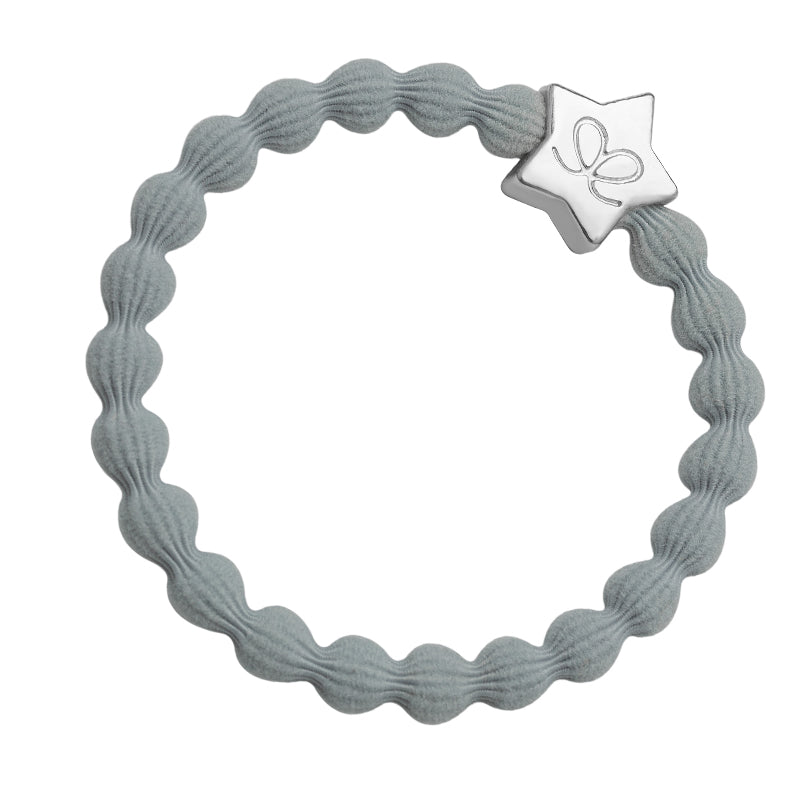 Cloudy Grey Silver Star Bangle Band