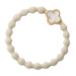 Vanilla Enamel Gold Quatrefoil Bangle Band