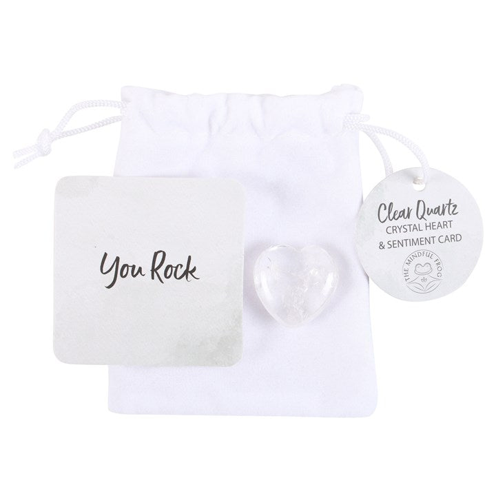 You Rock Clear Quartz Heart in a Bag