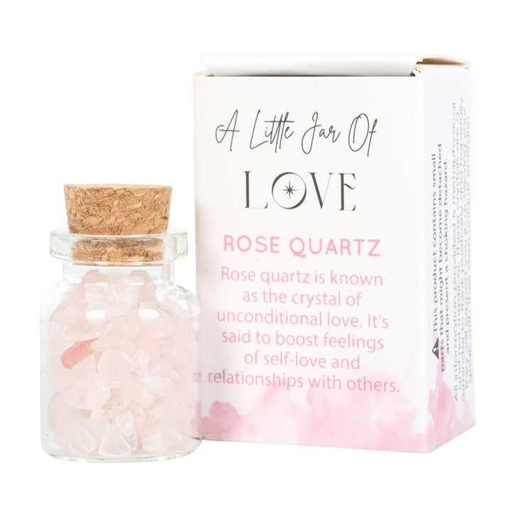Jar of Love Rose Quartz Crystals in a Matchbox
