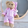 Teddy Bear With Pink Stripe Pyjamas And Night Cap