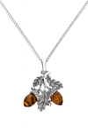 Iris & Miel Sterling Silver Cognac Baltic Amber Double Acorns Pendant