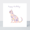 Lavender Haze Flower Cat Happy Birthday Card
