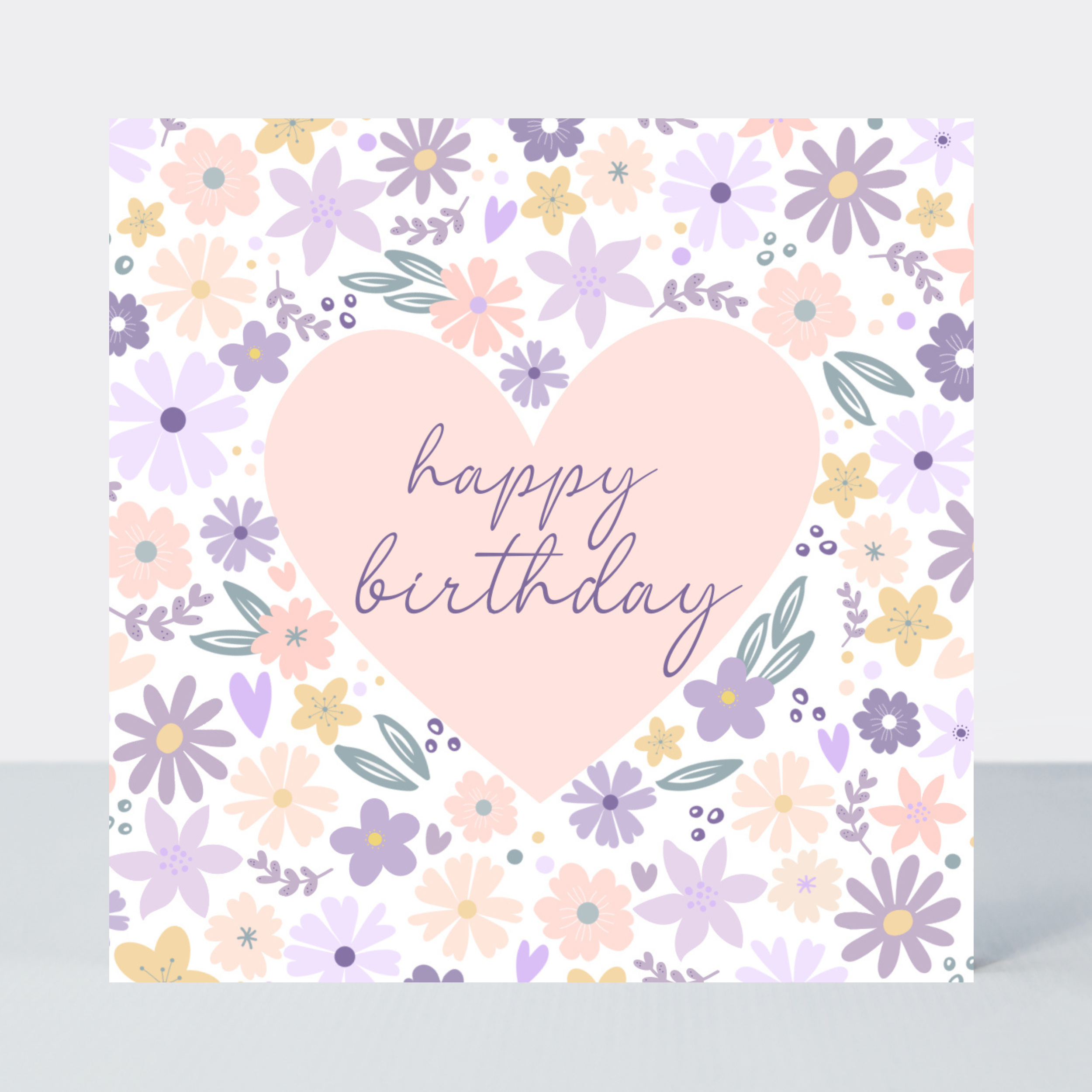 Lavender Haze Heart Happy Birthday Card