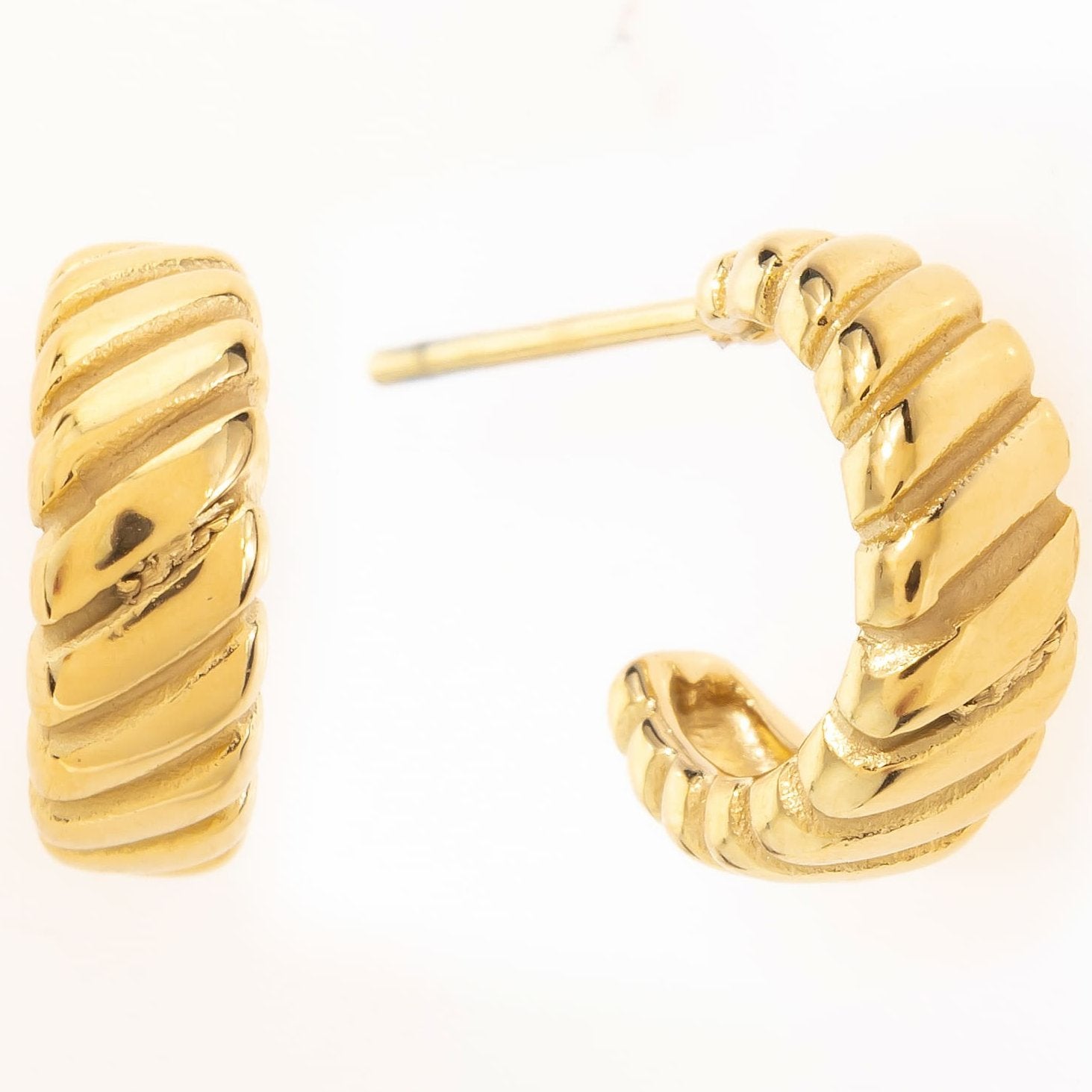 Mira Mira Rope Effect Hoop Gold Plated Stainless Steel Earrings