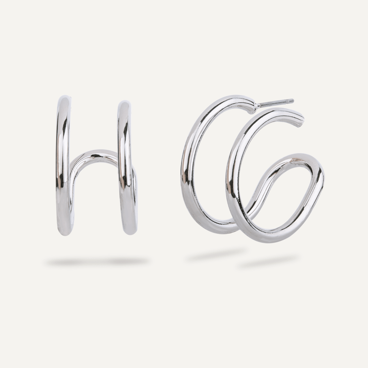 Zaha Contemporary Post Earrings In Silver